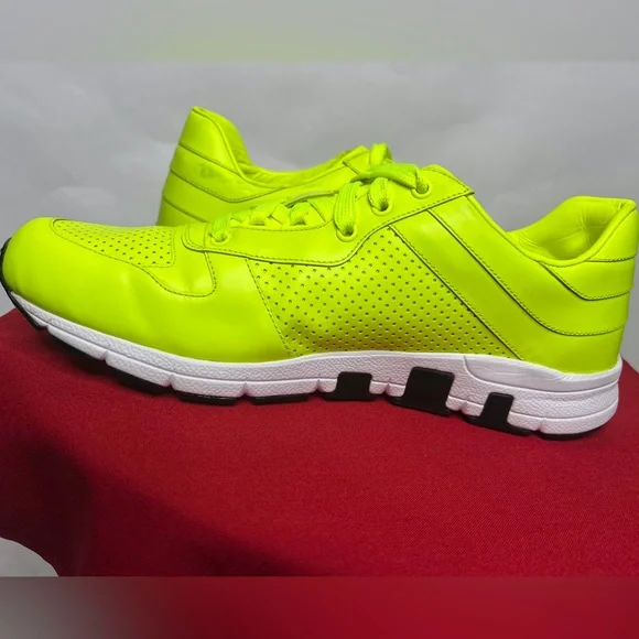 Gucci Men's Neon Yellow 369088 Tennis Sneakers Trainers Shoes 10G